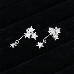 Cubic Zirconia & Silver-Plated Star Drop Earrings