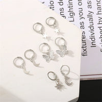 Cubic Zirconia & Two-Tone Celestial Butterfly Leverback Earring Set