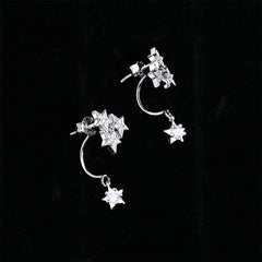 Cubic Zirconia & Silver-Plated Star Drop Earrings