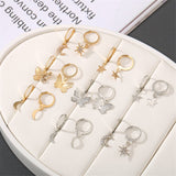 Cubic Zirconia & Two-Tone Celestial Butterfly Leverback Earring Set
