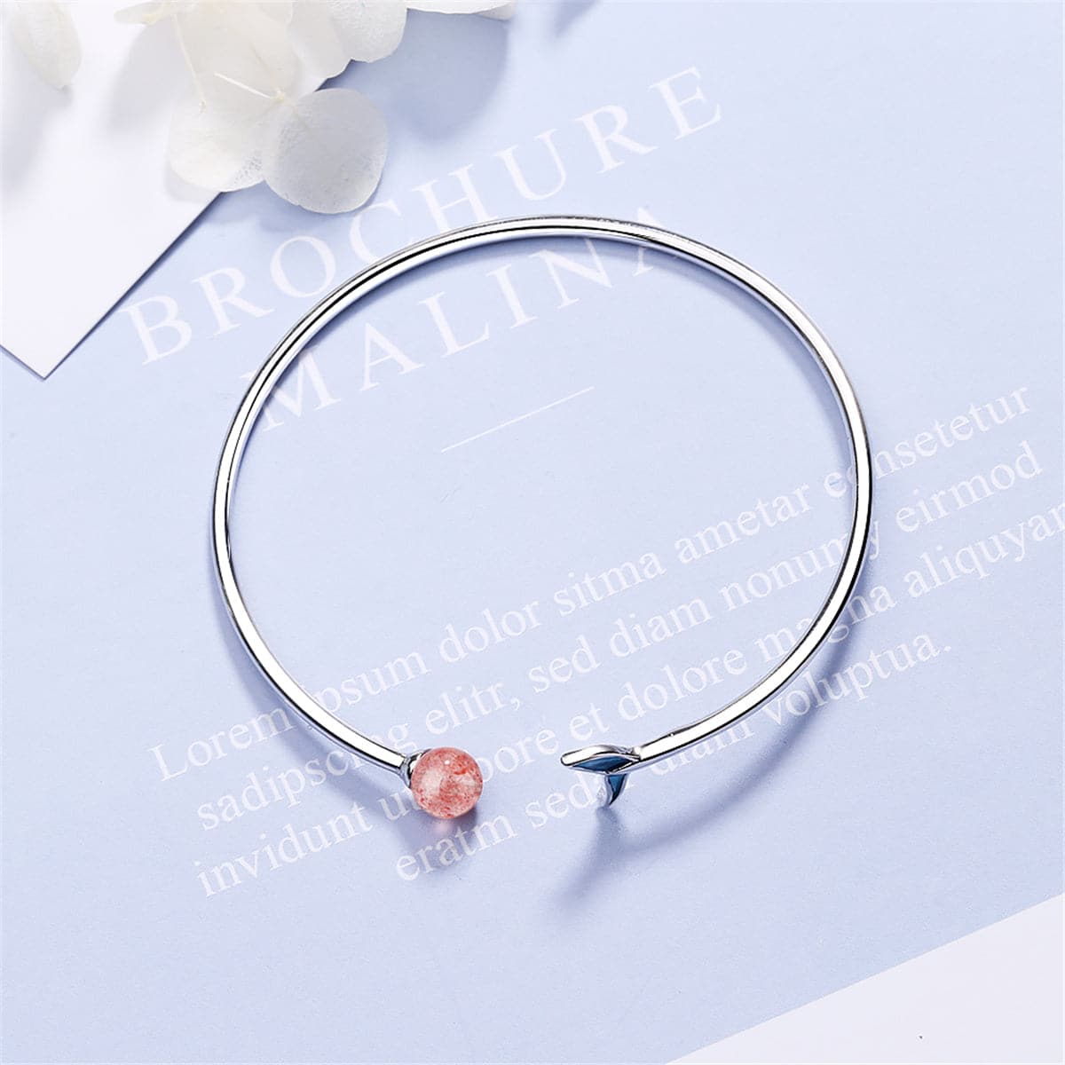 Strawberry Red Crystal & Silver-Plated Fish Tail Cuff