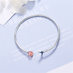 Strawberry Red Crystal & Silver-Plated Fish Tail Cuff