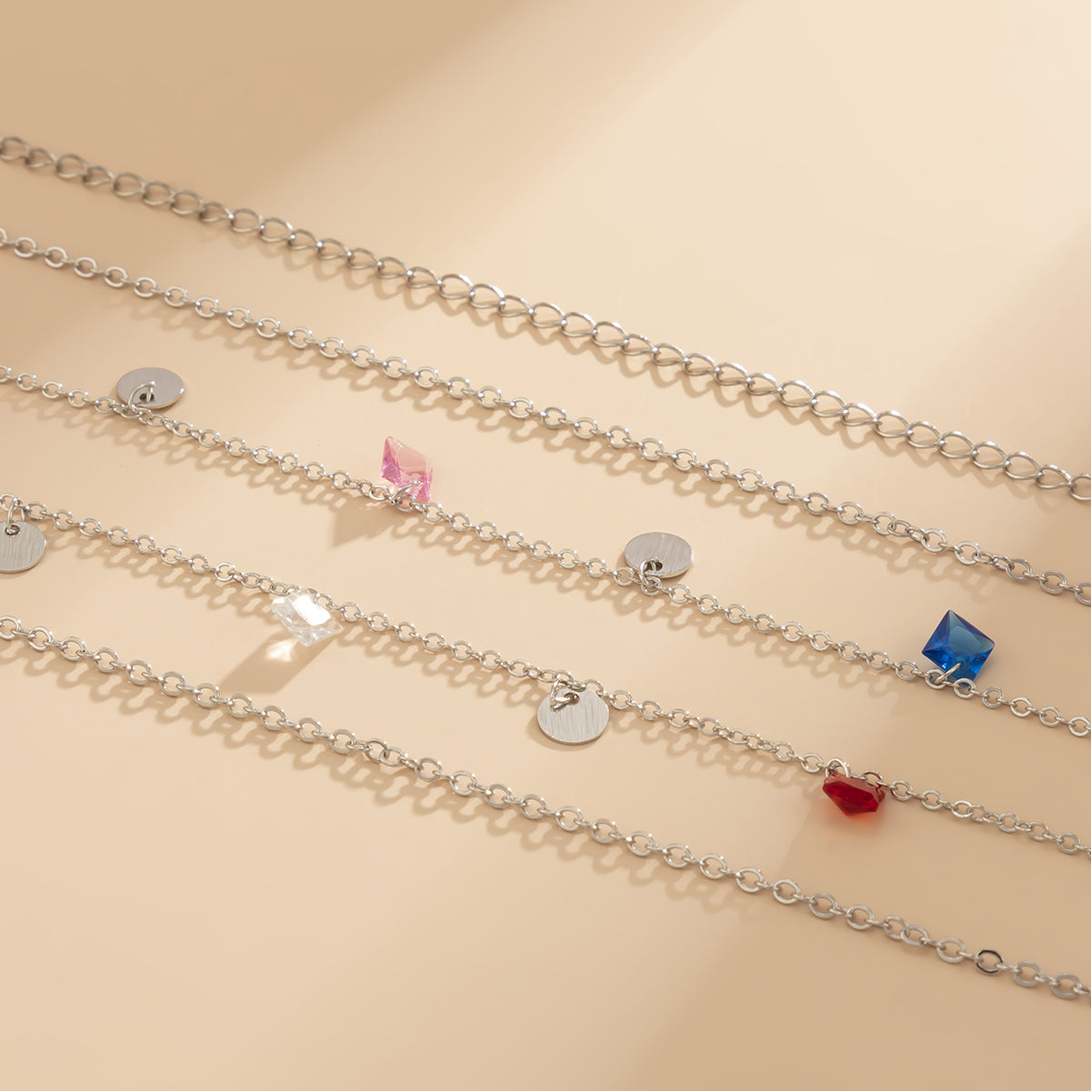 Colored Crystal & Silver-Plated Sequin Waist Chain