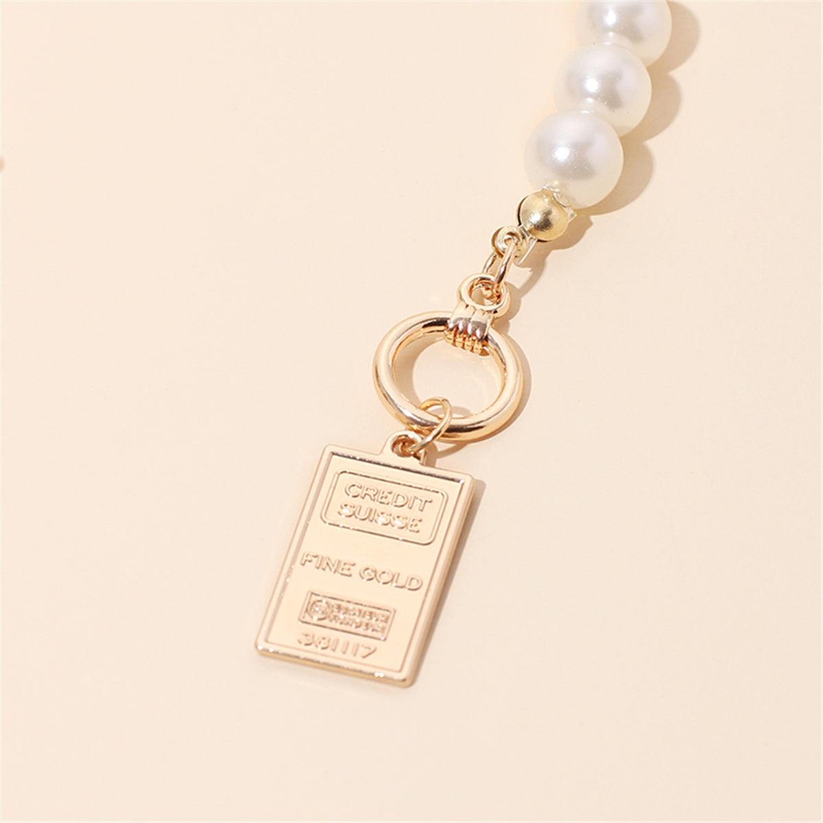 Pearl & 18K Gold-Plated Beaded Card Pendant Necklace