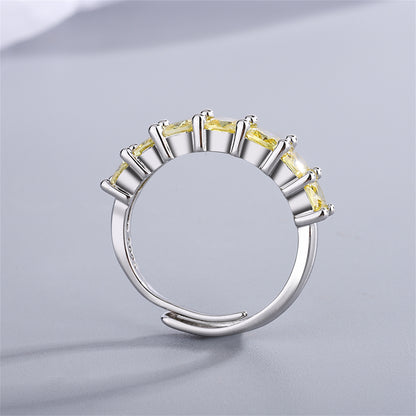 Yellow Crystal and Silver-Plated Adjustable Ring, silver statement rings for women, vintage-inspired design, side view