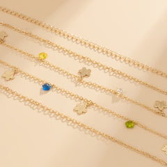 Colored Crystal & 18K Gold-Plated Flower Waist Chain