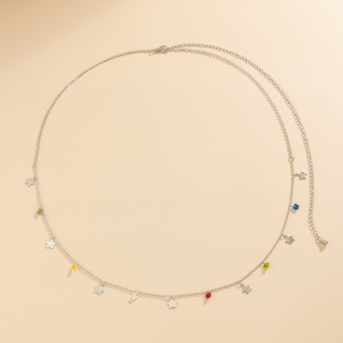 Cubic Zirconia & Silver-Plated Flower Waist Chain