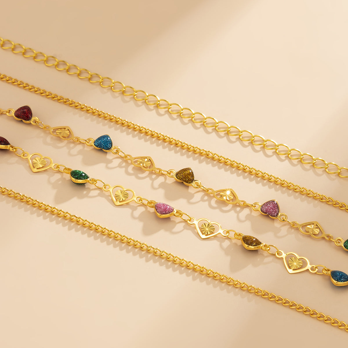 Blue Resin & 18K Gold-Plated Heart Waist Chain