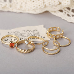 Moonstone & 18K Gold-Plated Open Ring Set