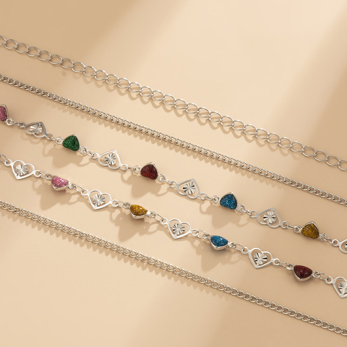Blue Resin & Silver-Plated Heart Waist Chain