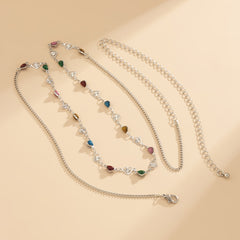 Blue Resin & Silver-Plated Heart Waist Chain