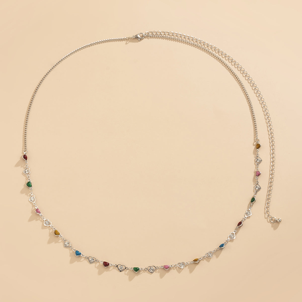 Blue Resin & Silver-Plated Heart Waist Chain