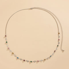 Blue Resin & Silver-Plated Heart Waist Chain