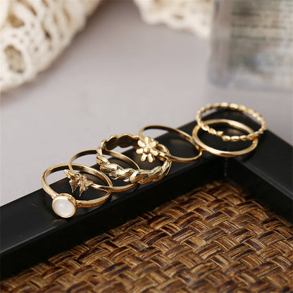 Resin and 18K Gold-Plated Butterfly Floral Ring Set, jewelry gift sets for women, vintage-inspired design, styled look