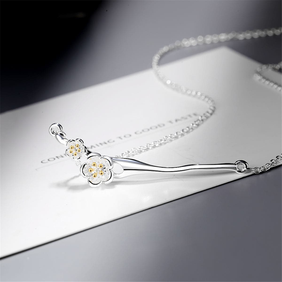 Crystal & 18k Gold-Plated Cherry Blossom Pendant Necklace - streetregion