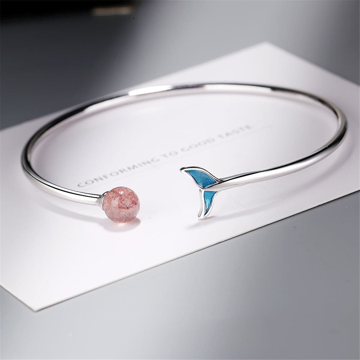 Strawberry Red Crystal & Silver-Plated Fish Tail Cuff