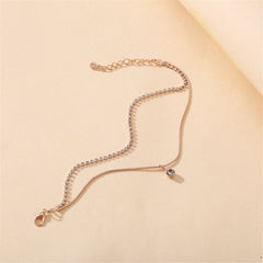 Cubic Zirconia & 18K Gold-Plated Layer Anklet