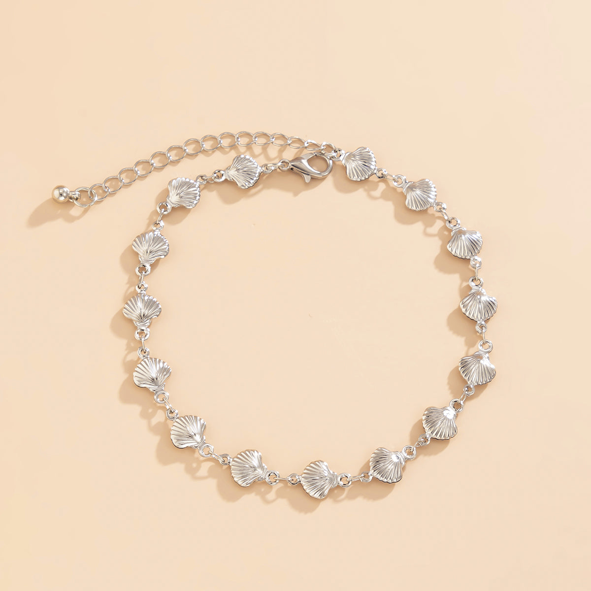 Silver-Plated Shell Station Anklet