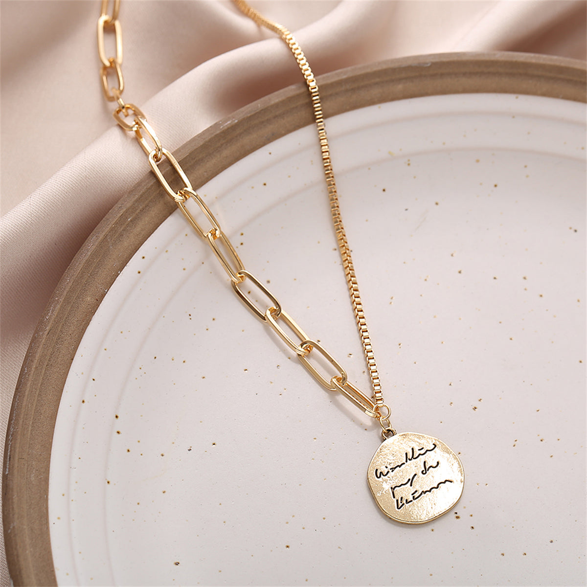 18K Gold-Plated Coin Pendant Necklace, gold pendant necklace for women, everyday style, lifestyle look