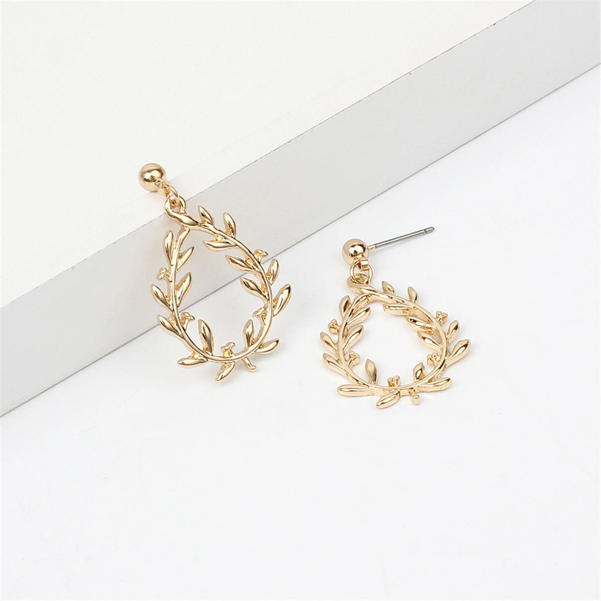 18K Gold-Plated Leaf Cluster Drop Earrings