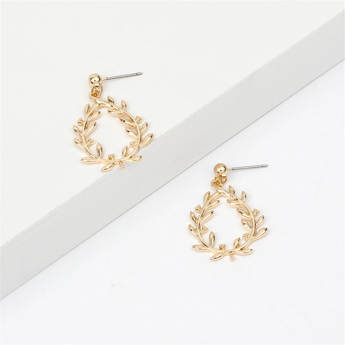 18K Gold-Plated Leaf Cluster Drop Earrings