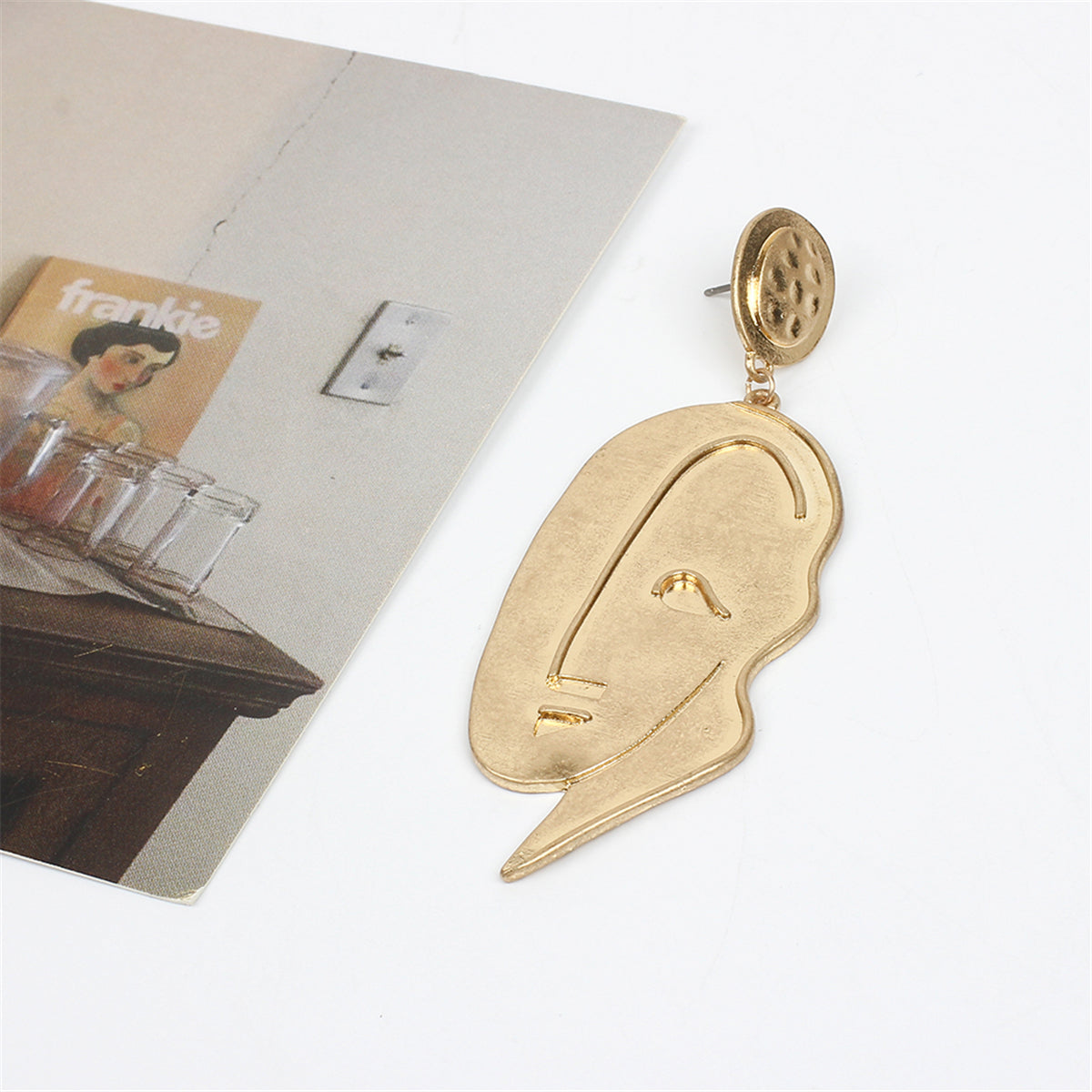 18K Gold-Plated Figural Drop Earring, gold drop earrings for women, vintage-inspired design, lifestyle look