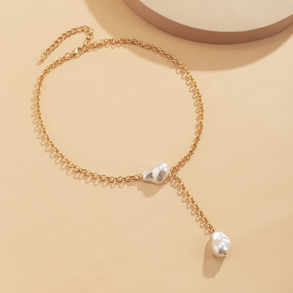 Pearl & 18K Gold-Plated Lariat Necklace