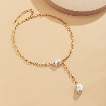 Pearl & 18K Gold-Plated Lariat Necklace