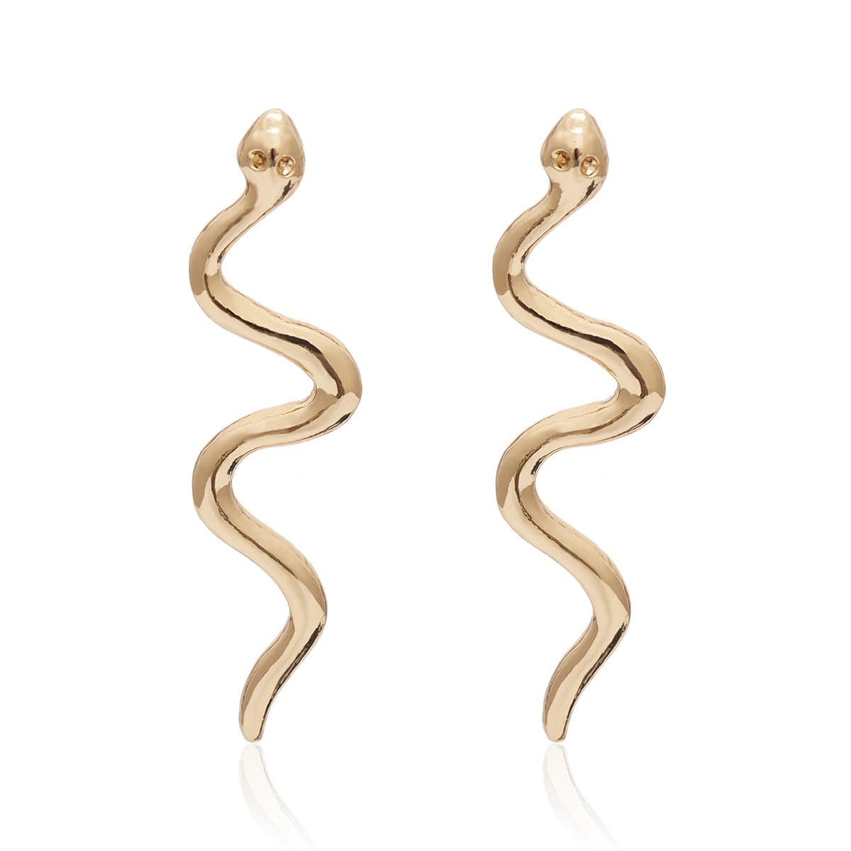 18K Gold-Plated Snake Stud Earrings, gold drop earrings for women, vintage-inspired design, side view