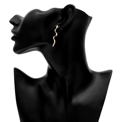 18K Gold-Plated Snake Stud Earrings, gold drop earrings for women, vintage-inspired design, lifestyle look