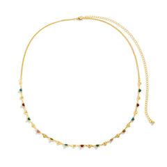 Blue Resin & 18K Gold-Plated Heart Waist Chain