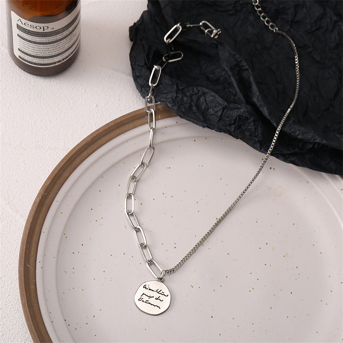 Silver-Plated Coin Pendant Necklace