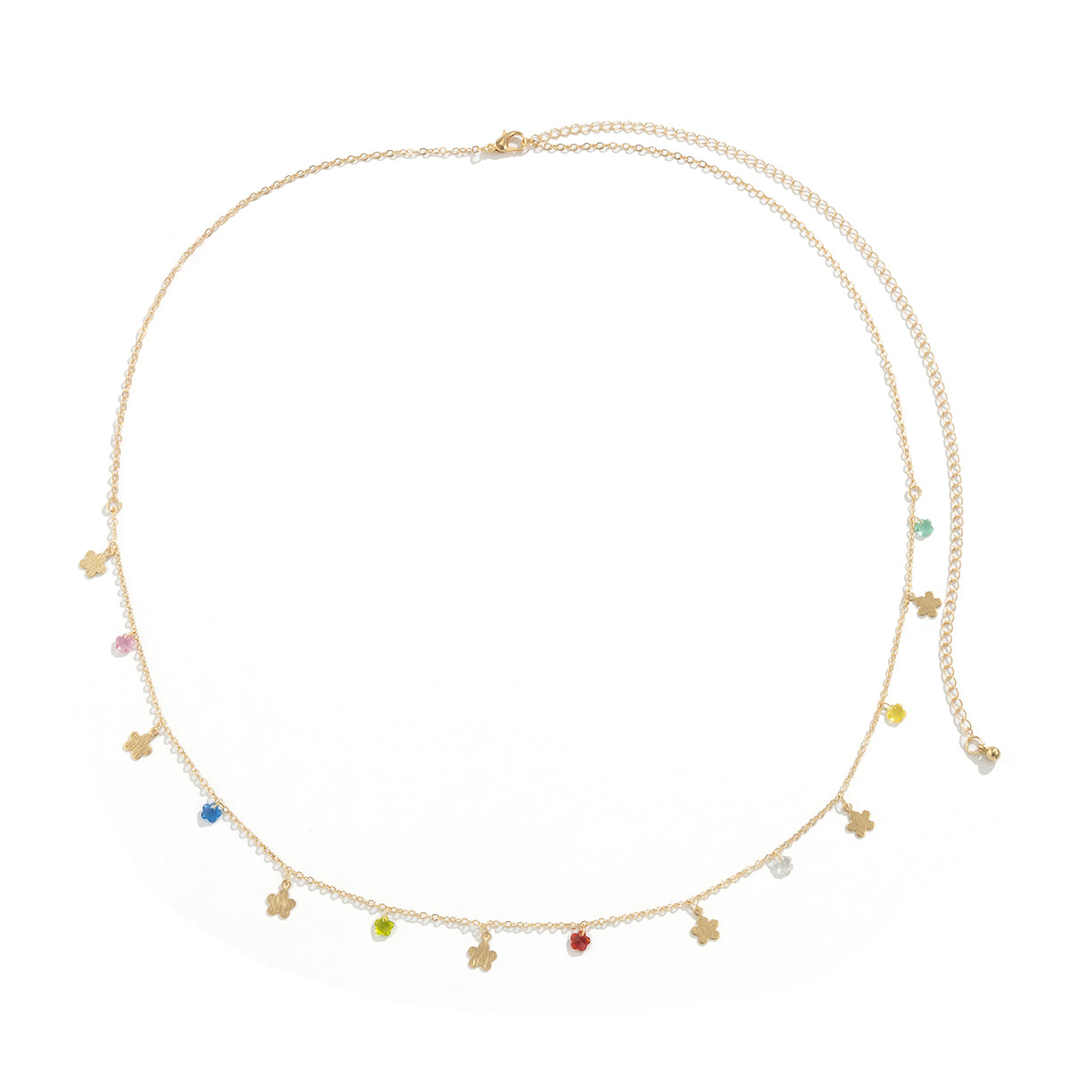 Colored Crystal & 18K Gold-Plated Flower Waist Chain