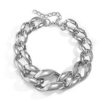 Silvertone Thick Curb Chain Choker Necklace