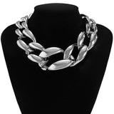 Silver-Plated Thick Curb Chain Choker Necklace