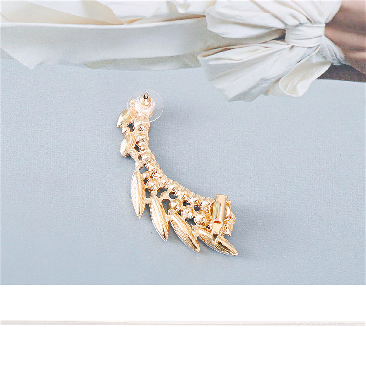Crystal and Cubic Zirconia 18K Gold-Plated Ear Climber, gold drop earrings for women, vintage-inspired design, styled look