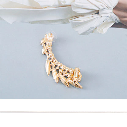 Crystal and Cubic Zirconia 18K Gold-Plated Ear Climber, gold drop earrings for women, vintage-inspired design, styled look