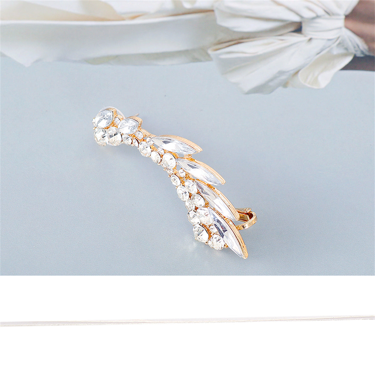 Crystal and Cubic Zirconia 18K Gold-Plated Ear Climber, gold drop earrings for women, vintage-inspired design, lifestyle look