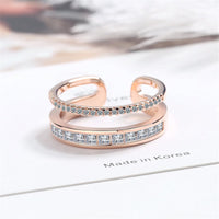 Cubic Zirconia & Rose Goldtone Open Adjustable Ring
