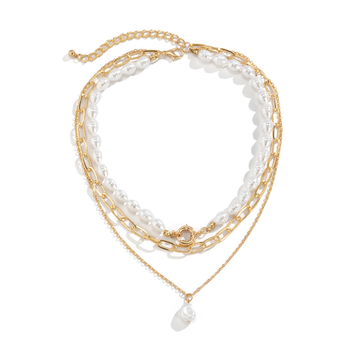 Pearl & 18K Gold-Plated Drop Layered Pendant Necklace
