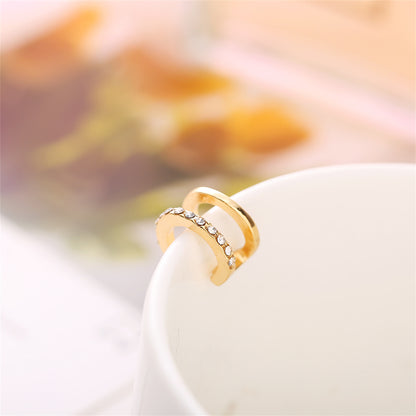 Cubic Zirconia and 18K Gold-Plated Clip-On Ear Cuff, gold stud earrings for women, elegant gift for her, detail close-up