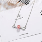 Strawberry Red Crystal & Silvertone Arrow Pendant Necklace