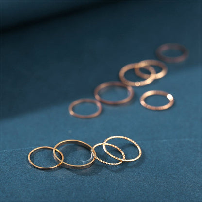 18K Gold-Plated Thin Ring Set, jewelry gift sets for women, vintage-inspired design, lifestyle look