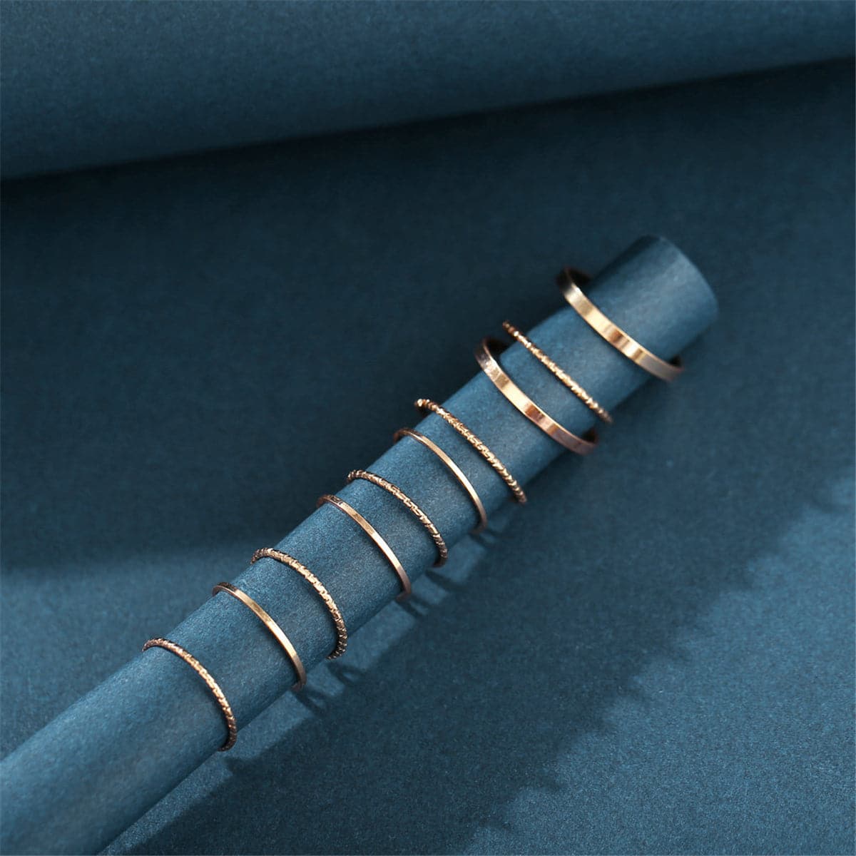 18K Gold-Plated Thin Ring Set, jewelry gift sets for women, vintage-inspired design, styled look