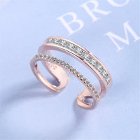 Cubic Zirconia & Rose Goldtone Open Adjustable Ring