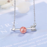 Strawberry Red Crystal & Silvertone Arrow Pendant Necklace