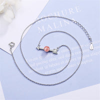 Strawberry Red Crystal & Silvertone Arrow Pendant Necklace