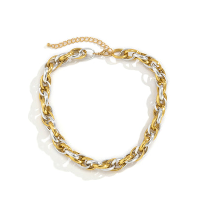 Two-Tone Twisted Chain Necklace, pendant necklace for women, everyday style, lifestyle look