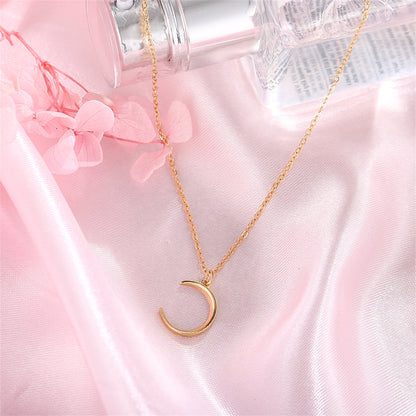 18K Gold-Plated Moon Pendant Necklace, gold pendant necklace for women, everyday style, side view