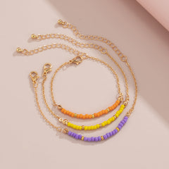 Purple & Yellow Howlite Beaded Bracelet Set
